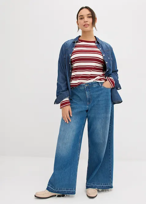 Wide leg jeans mid waist, comfort tailleband, bonprix