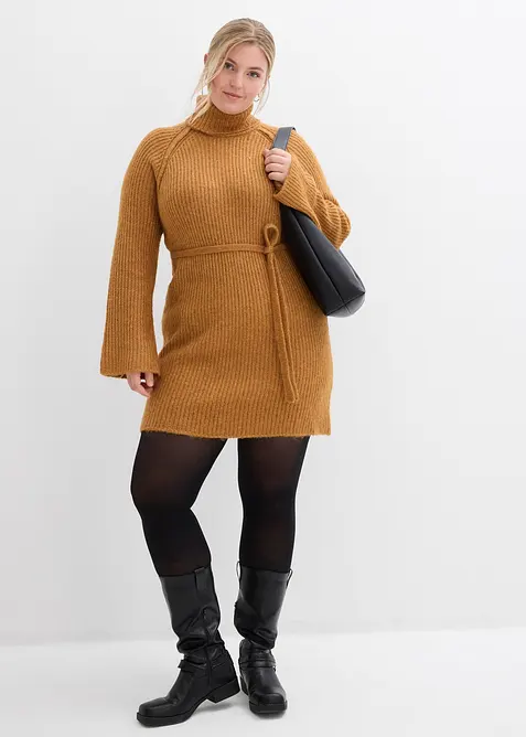 Gebreide jurk met col, bonprix