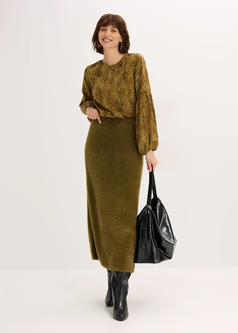 Gebreide rok van zachte verengaren, bonprix