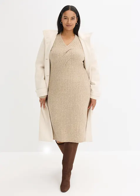 Gebreide jurk met wol, bonprix