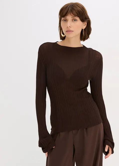 Semi-transparant gebreid shirt, bonprix