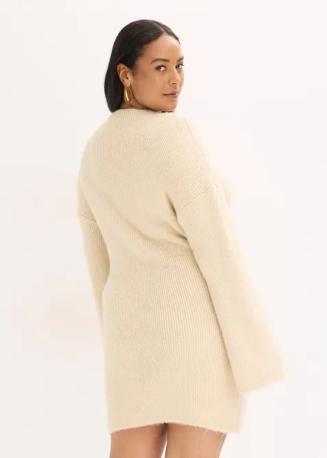 Korte gebreide jurk met wol, bonprix