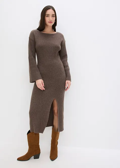 Gebreide jurk met split, bonprix