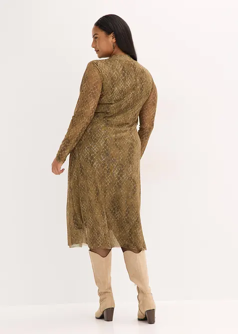 Midi jurk van fijn mesh, bonprix