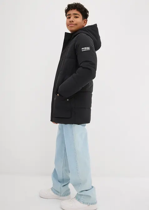 Gewatteerde parka met sportieve details en capuchon, bonprix