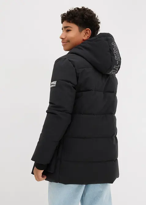 Gewatteerde parka met sportieve details en capuchon, bonprix