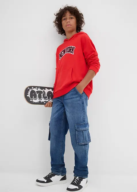 Loose fit thermo cargo jeans met jersey voering, tapered, bonprix