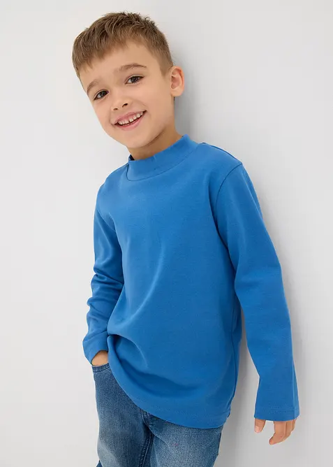 Longsleeve van biologisch katoen met een opstaande kraag (set van 2), bonprix