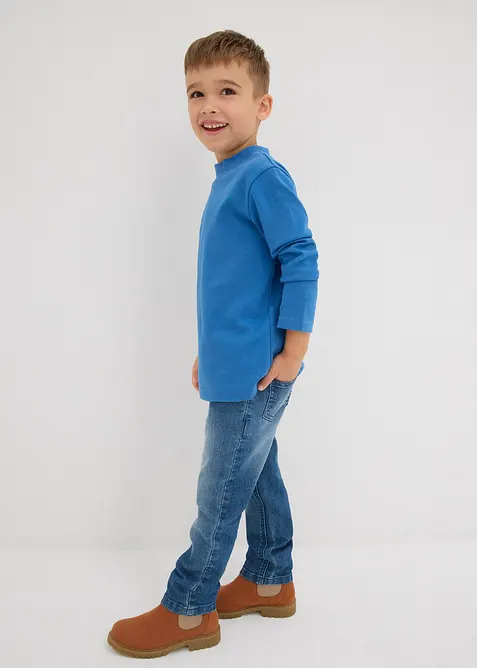 Longsleeve van biologisch katoen met een opstaande kraag (set van 2), bonprix