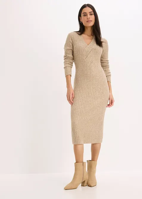 Gebreide jurk met wol, bonprix