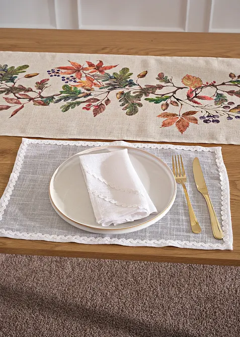 Stoffen servetten met decoratieve bies (set van 2), bonprix