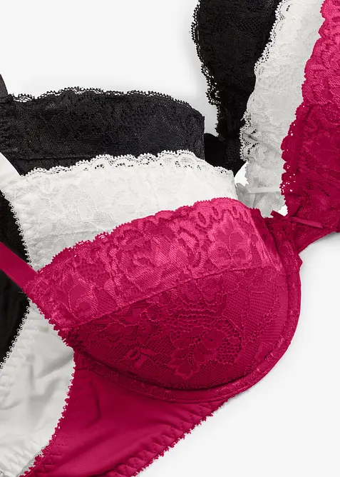 Push up bh met fijn kant (set van 3), bonprix