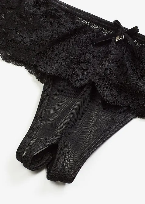 Bustier met jarretels en string ouvert (2-dlg. set), bonprix