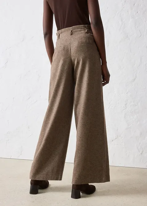 Wijde bandplooibroek met wol, bonprix