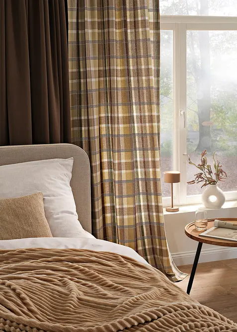 Geruit gordijn van biologisch katoen (1 stuk), bonprix