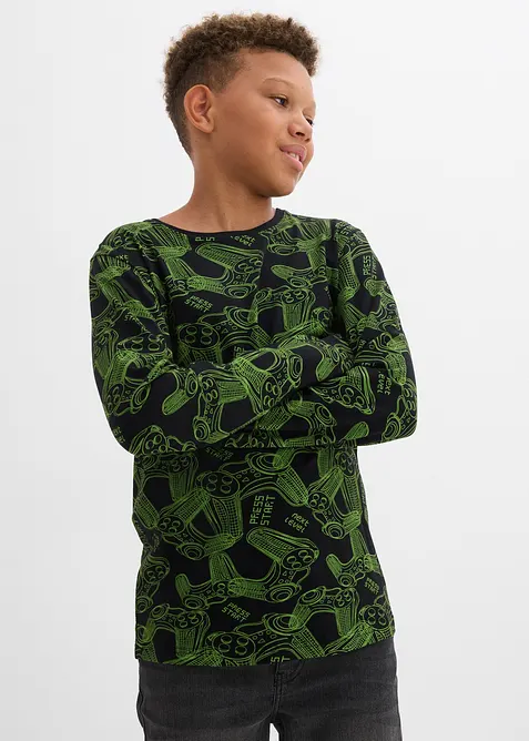 Longsleeve van zachte biologische katoenmix (set van 3), bonprix