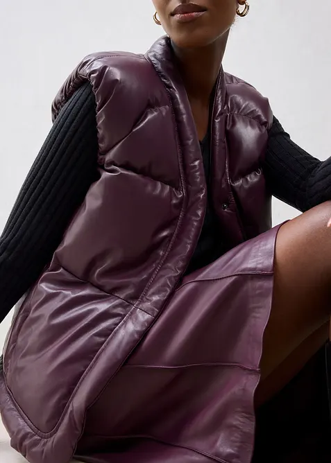 Leren bodywarmer van lamsnappa, bonprix