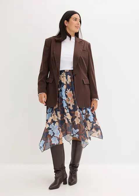 Midirok van chiffon met een asymmetrische onderkant, bonprix