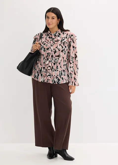 Chiffon blouse met volants, bonprix