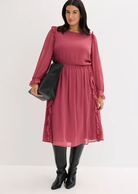 Chiffon jurk met volants, bonprix