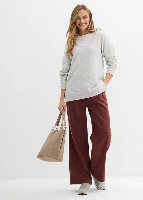 Lange oversized trui met splitten opzij, bonprix