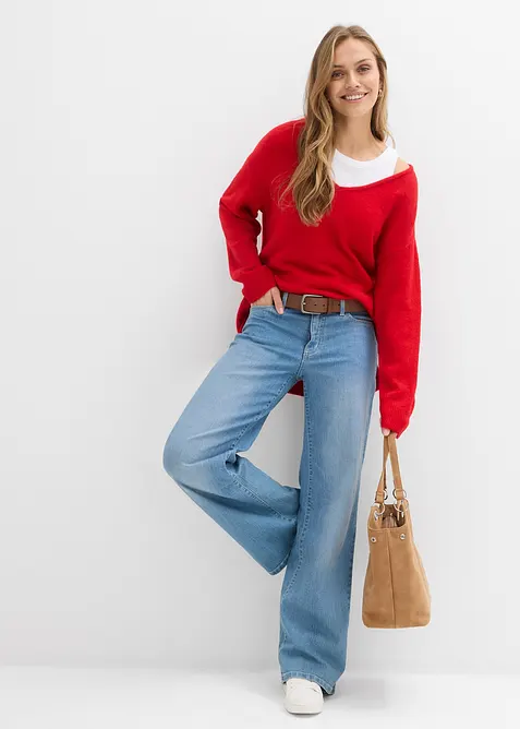 Lange oversized trui met splitten opzij, bonprix