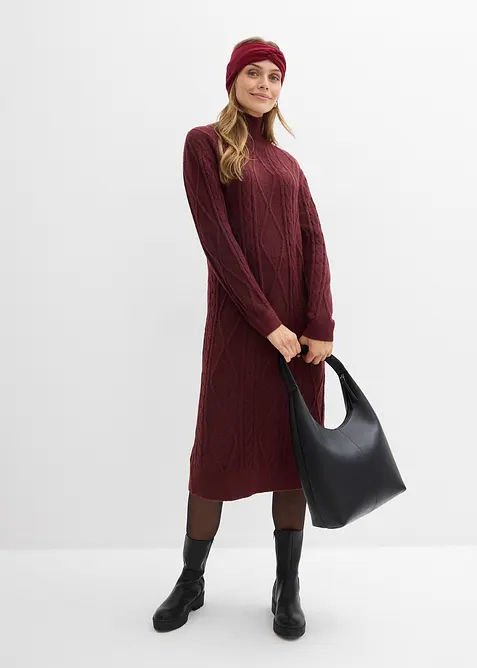 Gebreide jurk met vlechtpatroon, bonprix