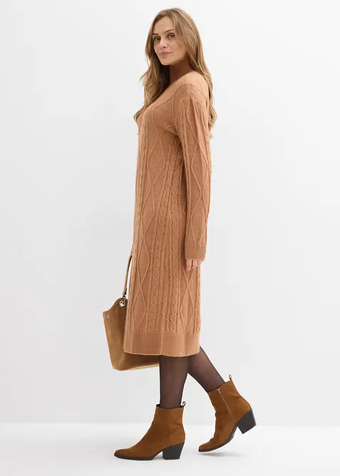 Gebreide jurk met vlechtpatroon, bonprix