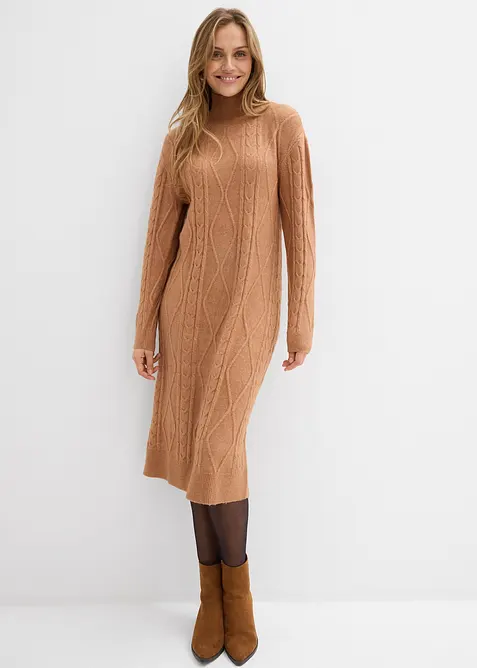 Gebreide jurk met vlechtpatroon, bonprix