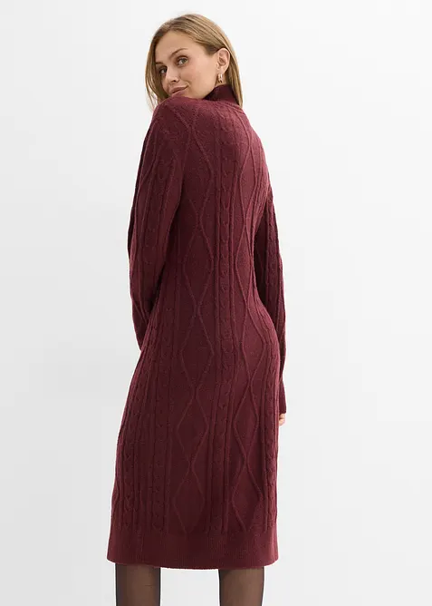 Gebreide jurk met vlechtpatroon, bonprix