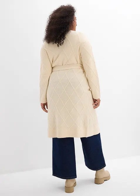 Lang gebreid vest met kabelpatroon, bonprix