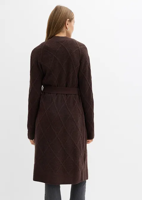 Lang gebreid vest met kabelpatroon, bonprix