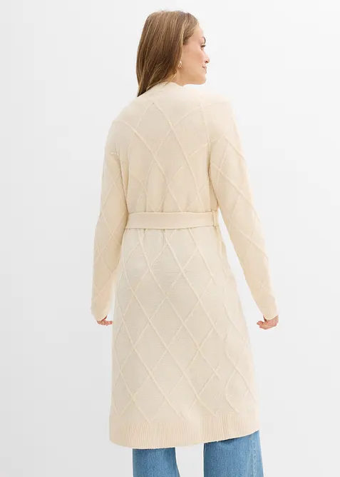 Lang gebreid vest met kabelpatroon, bonprix