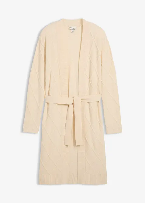 Lang gebreid vest met kabelpatroon, bonprix