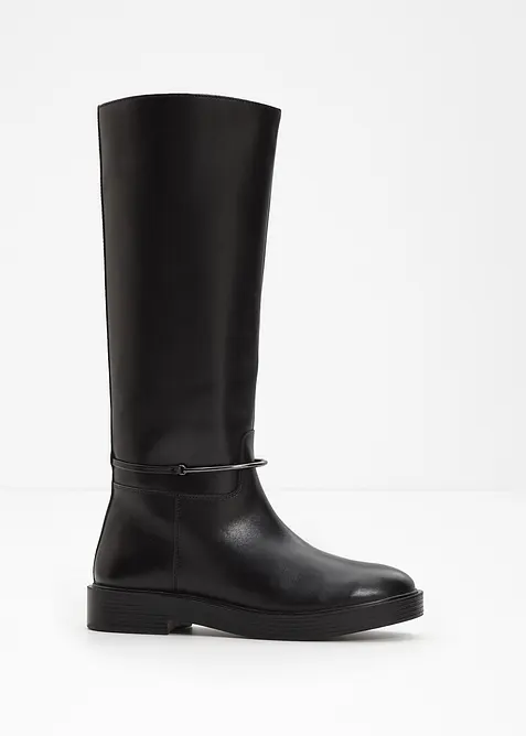 Leren laarzen met brede schacht, bonprix