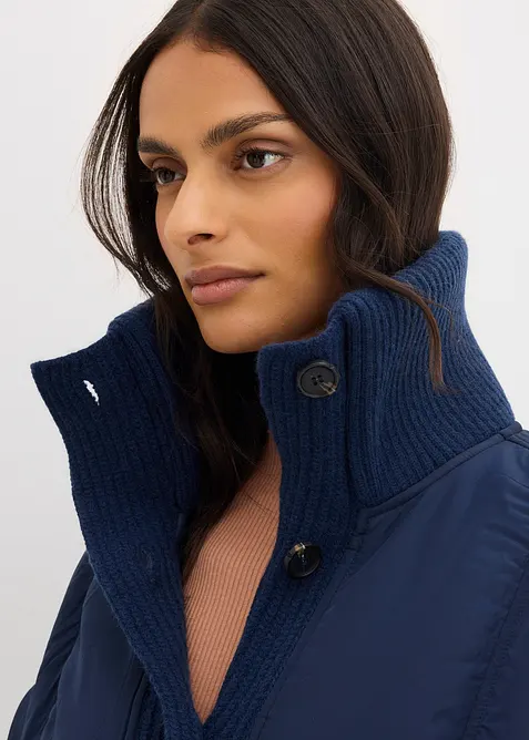 Gewatteerde jas met gebreide mouwboorden, bonprix