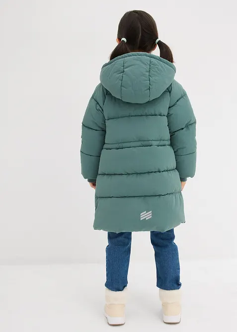 Warm gevoerde lange pufferjas met reflecterende details, bonprix