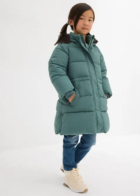 Warm gevoerde lange pufferjas met reflecterende details, bonprix