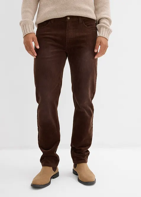 Regular fit stretch corduroy broek in washed out look, straight, bonprix