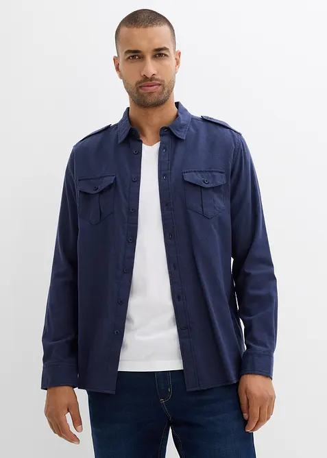 Flanellen overhemd met schouderbedekking van puur katoen, bonprix