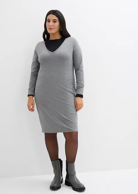 Jersey jurk van viscose (set van 2), bonprix