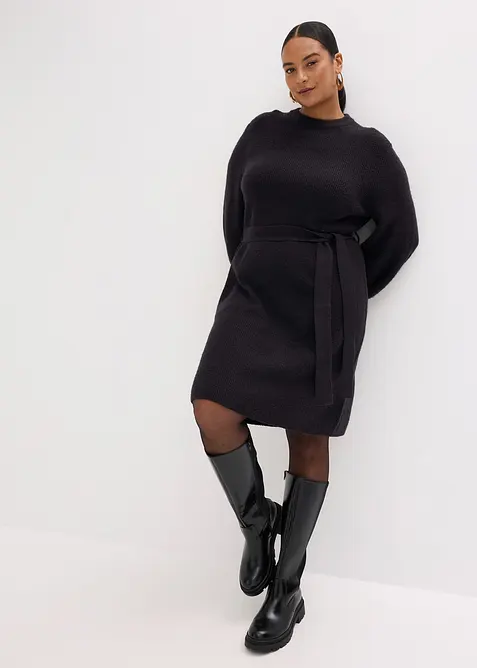 Gebreide jurk met ballonmouwen, bonprix