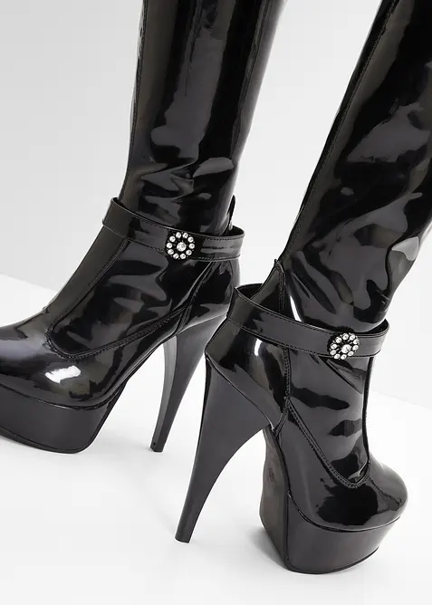 Overknee laklaarzen met plateauzool, bonprix