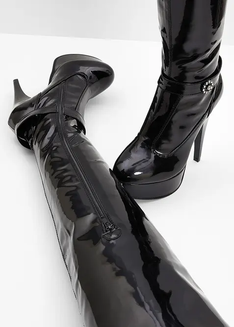 Overknee laklaarzen met plateauzool, bonprix