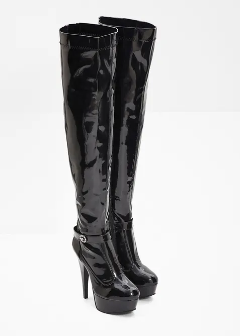 Overknee laklaarzen met plateauzool, bonprix