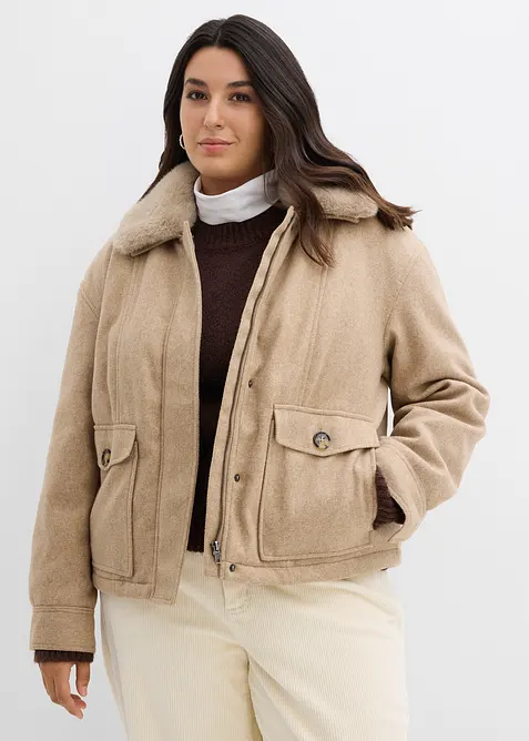 Winterjas in wollen look, bonprix