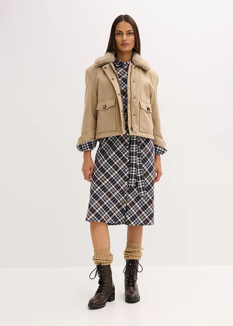 Winterjas in wollen look, bonprix