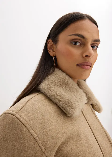 Winterjas in wollen look, bonprix