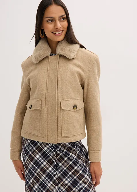 Winterjas in wollen look, bonprix