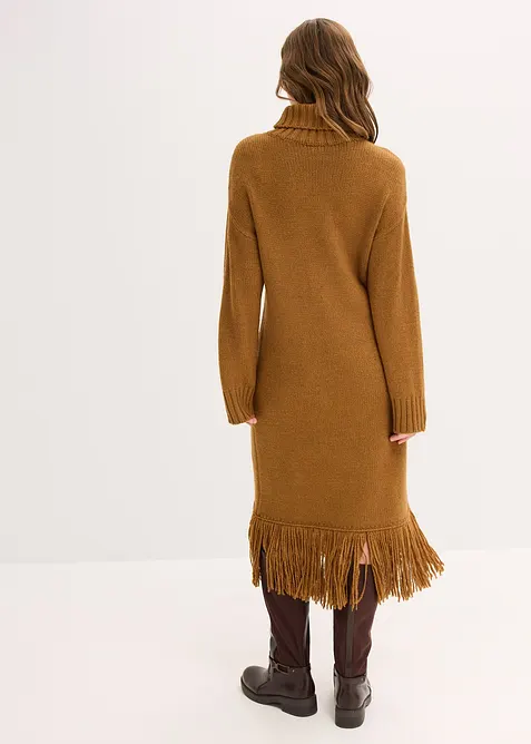 Gebreide jurk met franjes aan de onderkant, bonprix